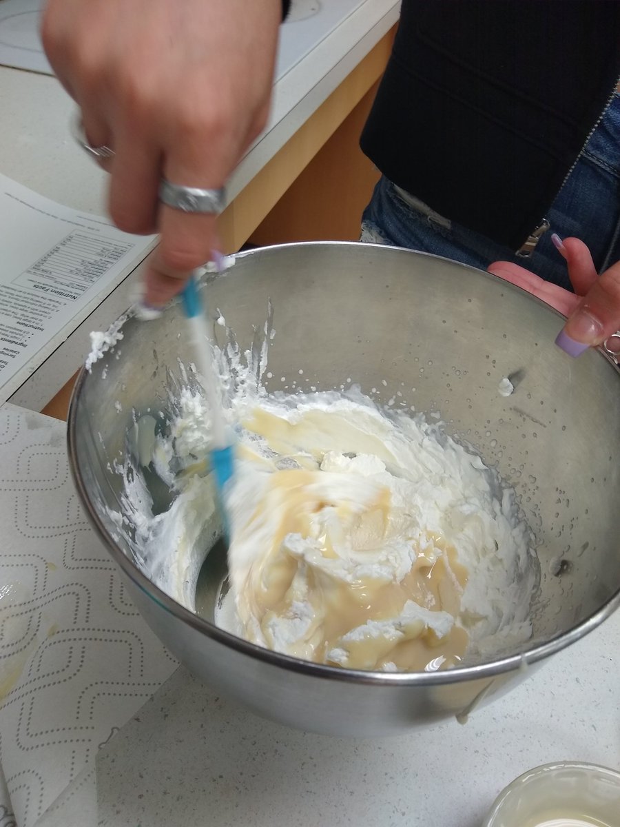 I scream, you scream, we all scream for Ice Cream! Making homemade ice cream in "Focus on Foods" today in Culinary Arts. Three ingredients and some cold air is all it takes...frozen treats on Friday. #shrewsburylearns