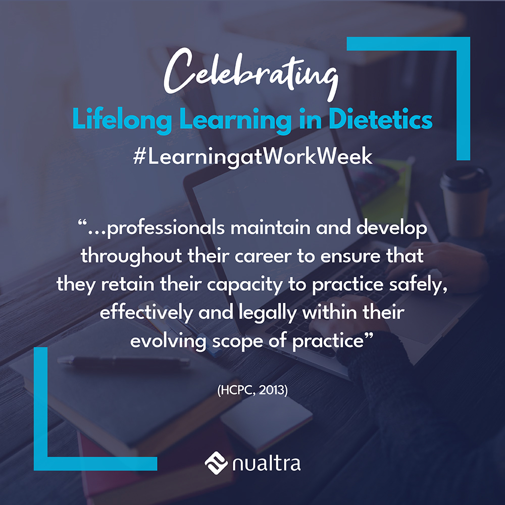 nualtra's tweet photo. In support of #LearningatWorkWeek, we are giving recognition to all the HCPs who are continuing professional development to seek to uphold the highest standards of professional practice. This yearโs Learning at Work Week focuses on the theme of #Madeforlearning. #rdchat https://t.co/yCGeiF2nps