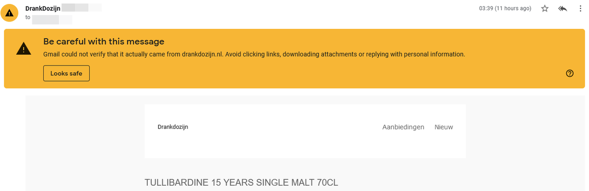 MartynGroothuis's tweet photo. @DrankDozijn Standaard komt jullie nieuwsbrief bij Gmail in de spam terecht, vermoedelijk iets fout met de mail server setup. https://t.co/u6XK7rPZnX