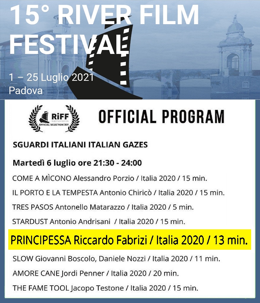 Il cortometraggio “Principessa” di Riccardo Fabrizi è ufficialmente in concorso al River Film Festival! 
Siamo fieri di aver realizzato la colonna sonora di questo piccolo capolavoro.
