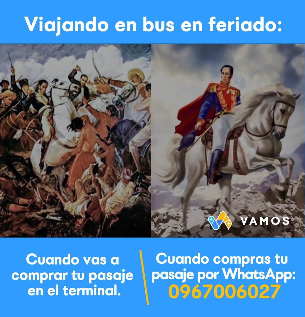 ¡No luches este feriado por tus pasajes! 🥊🇪🇨
 
Compra tu pasaje por WhatsApp con anticipación: 096 700 6027 📲 o dale click para: 

1️⃣ Información de horarios y rutas: 👉bit.ly/2MPoUEX

2️⃣ Comprar tu pasaje: 👉 bit.ly/3sUyjKY

#VamosPasajes🚌