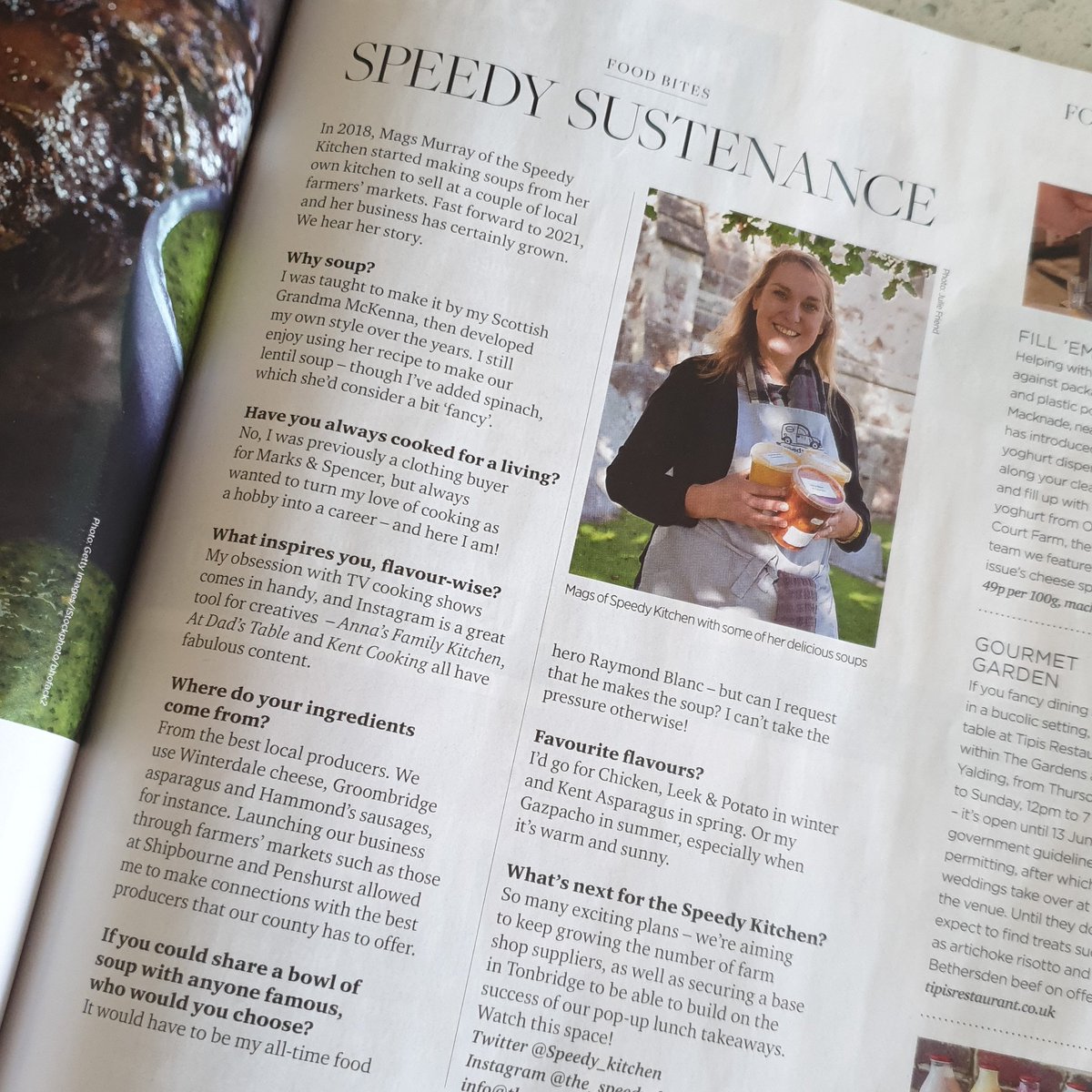 Thank you so much to @kentlifemag for the feature in the May / June edition. For further information on where you can buy our soups, salads and meals contact Mags on 07702035988