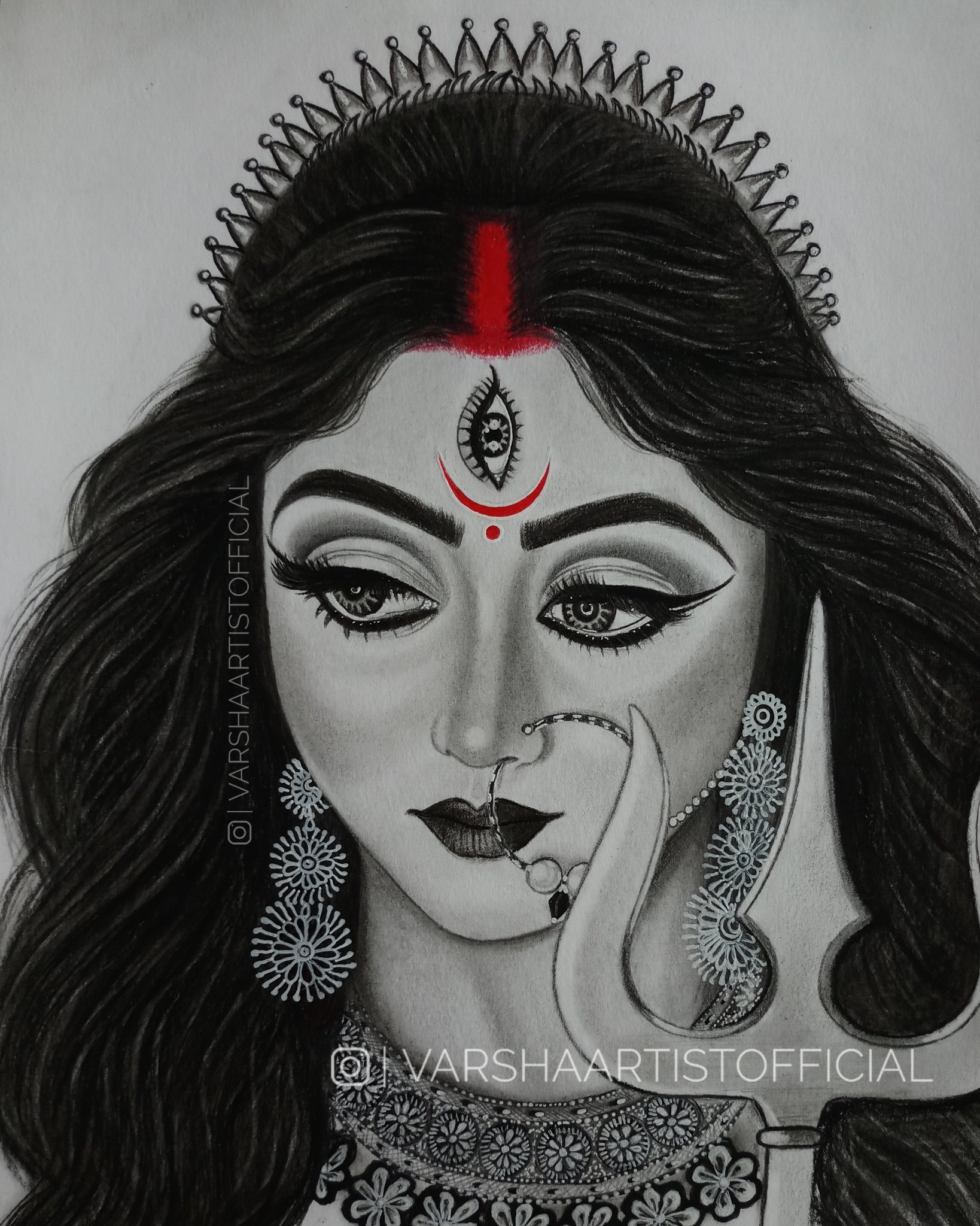 How to Draw Durga Maa Face Step by Step | Outline drawing of Maa Durga 2020  - YouTube