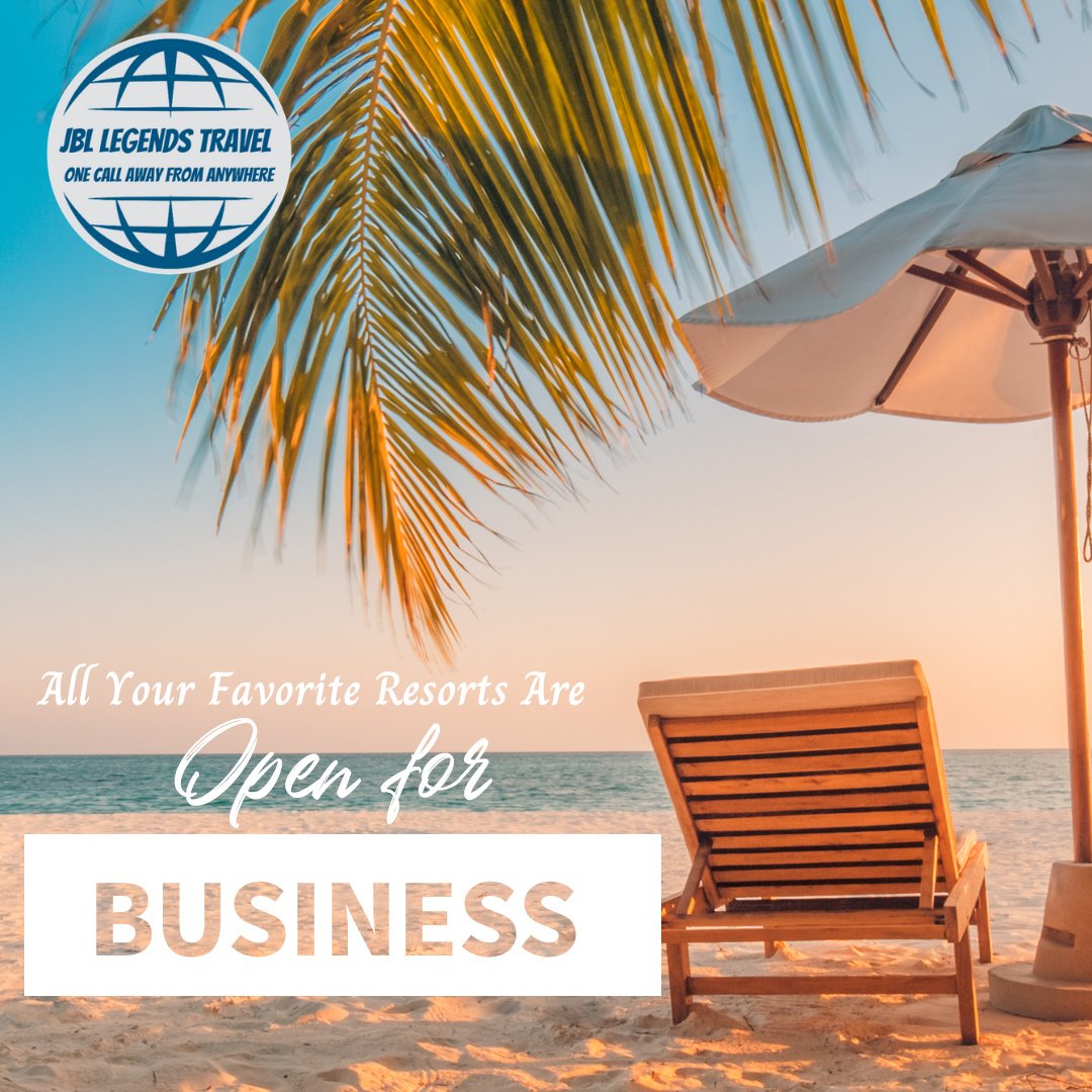 All your favorite resorts are #openforbusiness
Call us today and find out about all your options #jbllegendstravel #onecallawayfromanywhere 732-831-5200
#familyvacations #adultsonlygetaway #grouptravel #destinationweddings #honeymoons