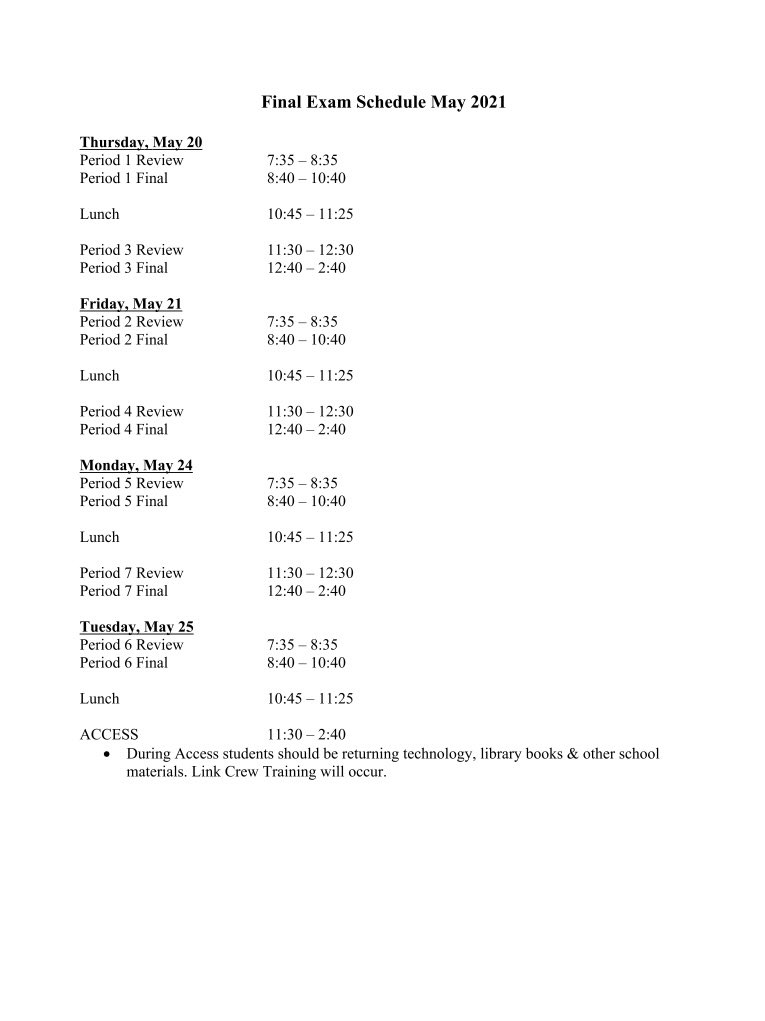 hrhschronicle's tweet image. Happy finals week falcons! We have made it to the end of the year! Here is the finals schedule for the remaining school days. Good luck on finals!!