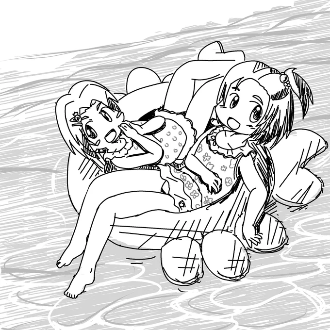 かおみゆカニボートでなかよくぷかぷか 
#モバマス版深夜の真剣お絵かき60分1本勝負
#柳瀬美由紀 #龍崎薫 