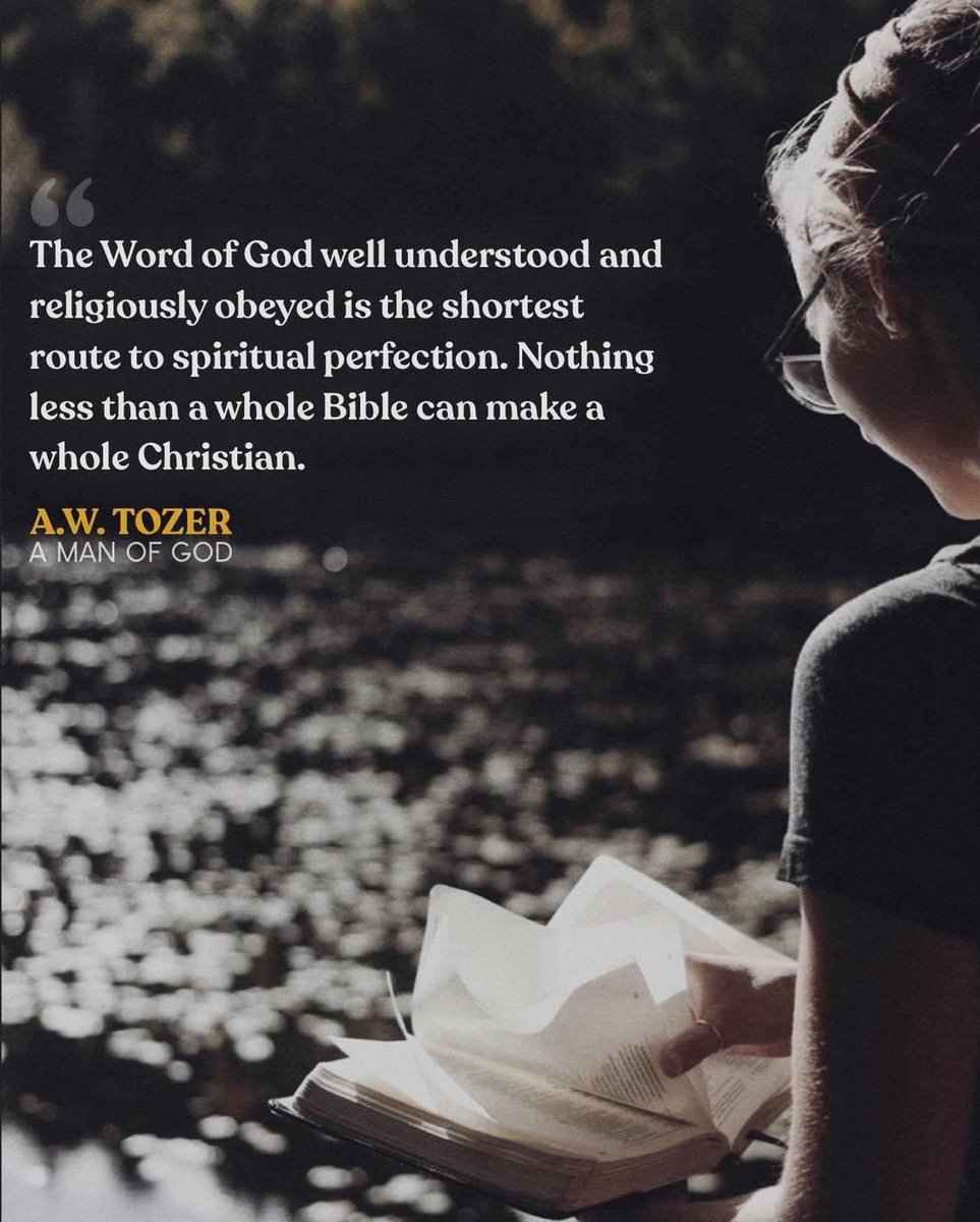 “Nothing less than a whole Bible can make a whole Christian.” #tozer  #manofGod #sounddoctrine #WordofGod