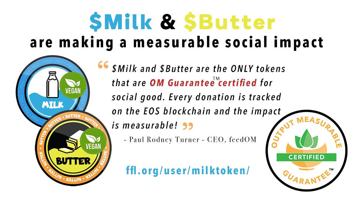 fflglobal's tweet photo. It's important to give back, but it's equally important to measure that impact. That is what the OM Guarantee certification does and the @milk_token tokens are currently the only cryptocurrency certified for their social impact. #milkbuttercontest https://t.co/OAmJjJ1WwN https://t.co/Z7GuuXAFL9