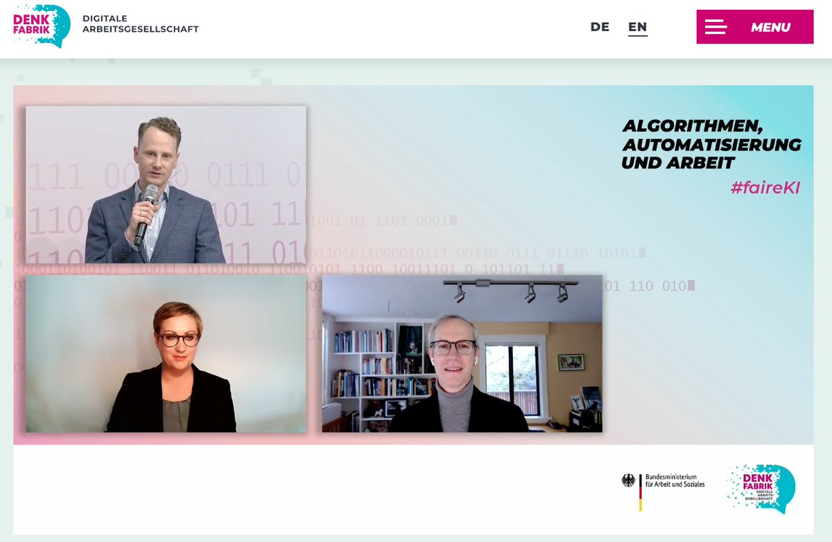 How will the good future of ai in the workplace look like? <a href="/MarieCFregin/">Marie-Christine Fregin</a>, Mark Nitzberg and <a href="/mads_pankow/">Mads Pankow</a> talk about gold standard research to gain real-world-insights. <a href="/CHAI_Berkeley/">Center for Human-Compatible AI</a> <a href="/denkfabrik_bmas/">Denkfabrik Digitale Arbeitsgesellschaft</a> @ROAMaastricht @iab_news #faireKI