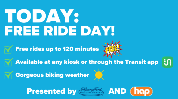 MoGoDetroit's tweet photo. TODAY IS THE DAY! Ride MoGo for free all day long!
#Free #FreeRideDay #MoGo #MoGoDetroit #RideDetroit #BikeDetroit #RideForFree #FreeMoGo #TodayOnly
https://t.co/6movqcwoNC https://t.co/UBTsyXc7AU