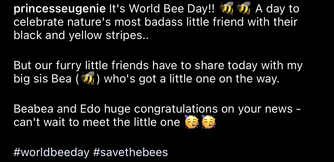 HRH Princess Eugenie just shared on Instagram two unseen pics of her sister Princess Beatrice and her husband Mr Mapelli Mozzi to commemorate the announcement that Beatrice is expecting!!!!❤️❤️❤️