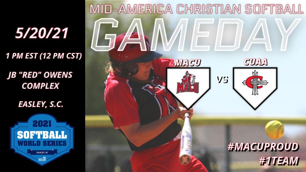 MACUathletics's tweet photo. SB: GAMEDAY! @MACU_SB1 is ready to take on Concordia-Ann Arbor for the @TheNCCAA National Championship this afternoon!

🆚: @CUAACardinals
⏰: 1 pm EST (12 pm CST)
📍: Easley, S.C.
📺: https://t.co/2Fr1QK2vaA
📊: https://t.co/zn6k0JUa9A
🔴⚫️: #MACUProud #1Team https://t.co/MewQoYELxH