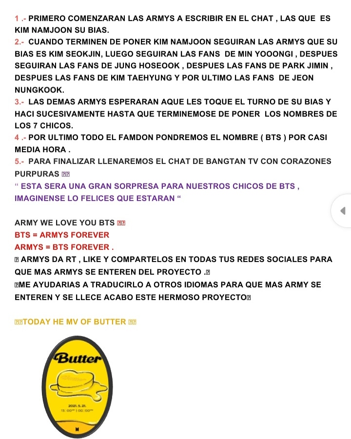 AlonsoZandy's tweet photo. ๐ARMYS LEAN ESTA DOS NOTAS ES UN PROYECTO ๐ฅฐQUE SE HARA EN ๐คฉEL LANZAMIENTO DE BUTTER ,๐ COMPARTENLA EN TODAS SUS REDES Y TRADUSQUENLAS EN OTROS IDIOMAS๐๐ PARA QUE MAS ARMYS SE ENTEREN ๐ค.
(ARMYS UNIDAS GAMAS SERAN VENCIDAS )
#BTS_Butter , #BTS , #BTSARMY , #proyectbts https://t.co/g5aVYdpAuq