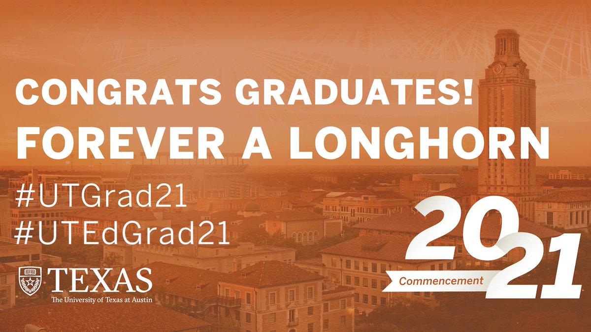 utexascoe's tweet image. Today we celebrate the Class of 2021 at our virtual commencement ceremony! 🎓🤘🧡

Watch the livestream at 2p CST and get ready to be inspired by our special speakers 👇🧵 education.utexas.edu/commencement #UTEdGrad21