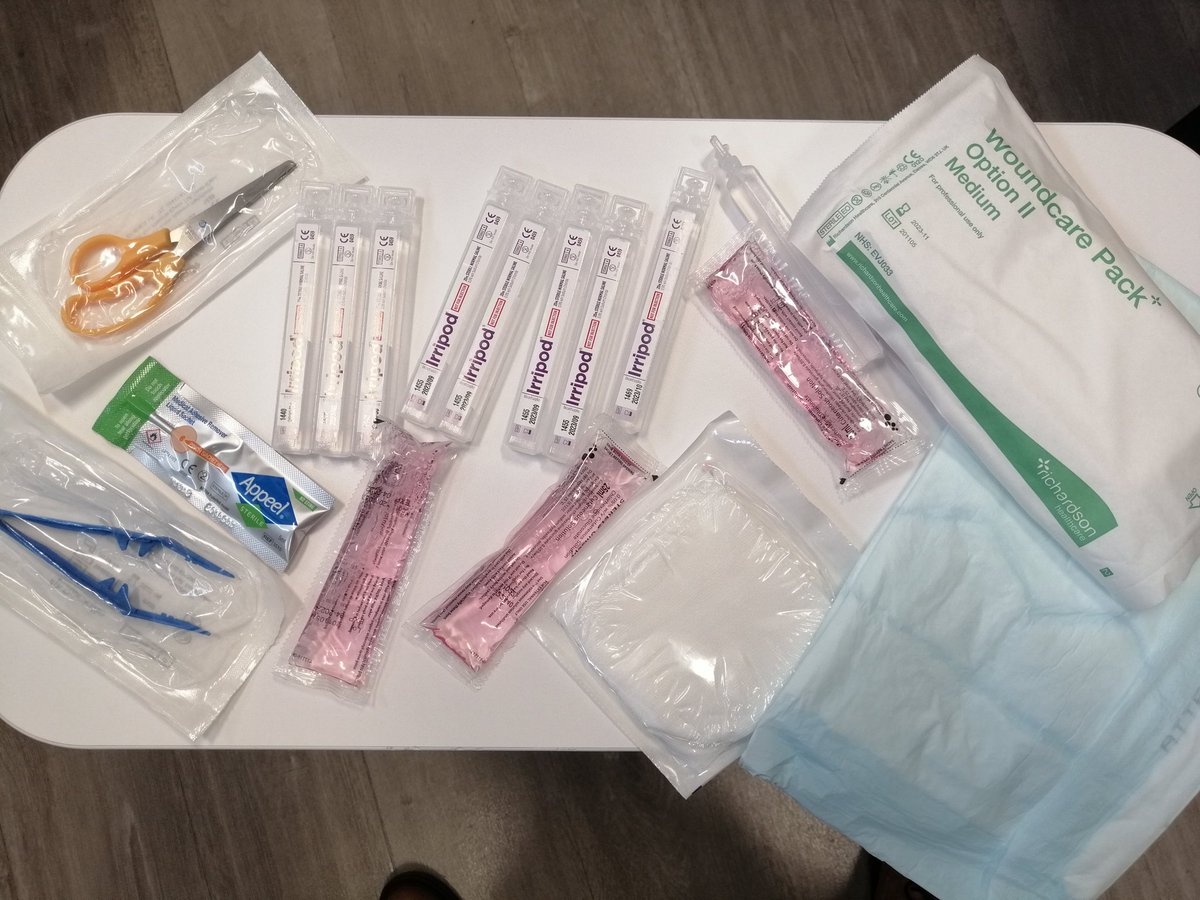 Just a selection of the single use plastics we use in everyday simple dressing changes. The small sachets and vials contain a paltry 20-25mls of fluid. Ask, do I really need to use these items? #greenNHS #plasticwaste