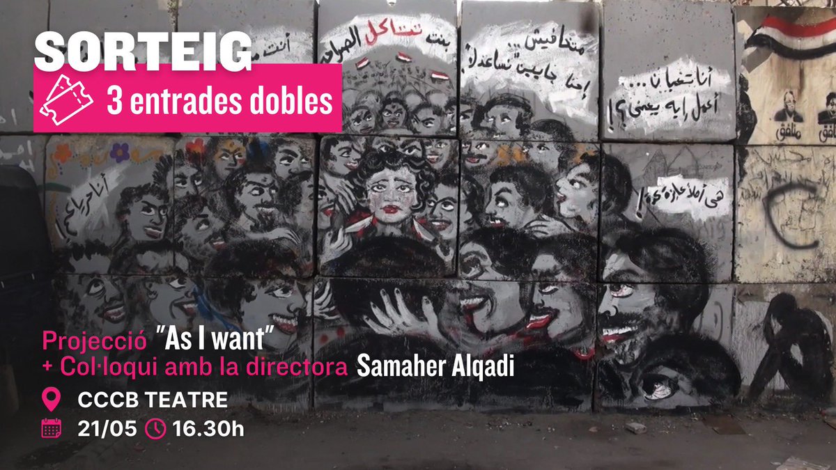 DocsBarcelona's tweet photo. Atenció! Sortegem 3 entradesx2 per veure demà #AsIWant de Samaher Alqadi al @cececebe. La mecànica és facilíssima.
1️⃣ Fes RT
2️⃣ Menciona a la persona amb qui la vols veure
🔴 Tens temps fins demà divendres a les 11h. Participa-hi! #DocsBcn https://t.co/tFqr0ZGPyR
