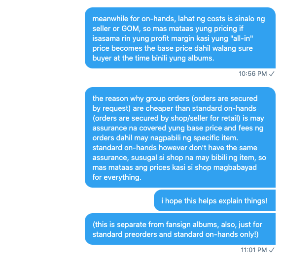 kmerchtips_ph's tweet photo. "bakit po mas mahal ang on-hand merch kesa sa preorders?"

(please note: this answer by no means condones overpricing for on-hand merch, but simply explaining why on-hand stocks are usually more expensive compared to preorders. let's be reasonable with pricing!) https://t.co/NlBy5Tu4Yj