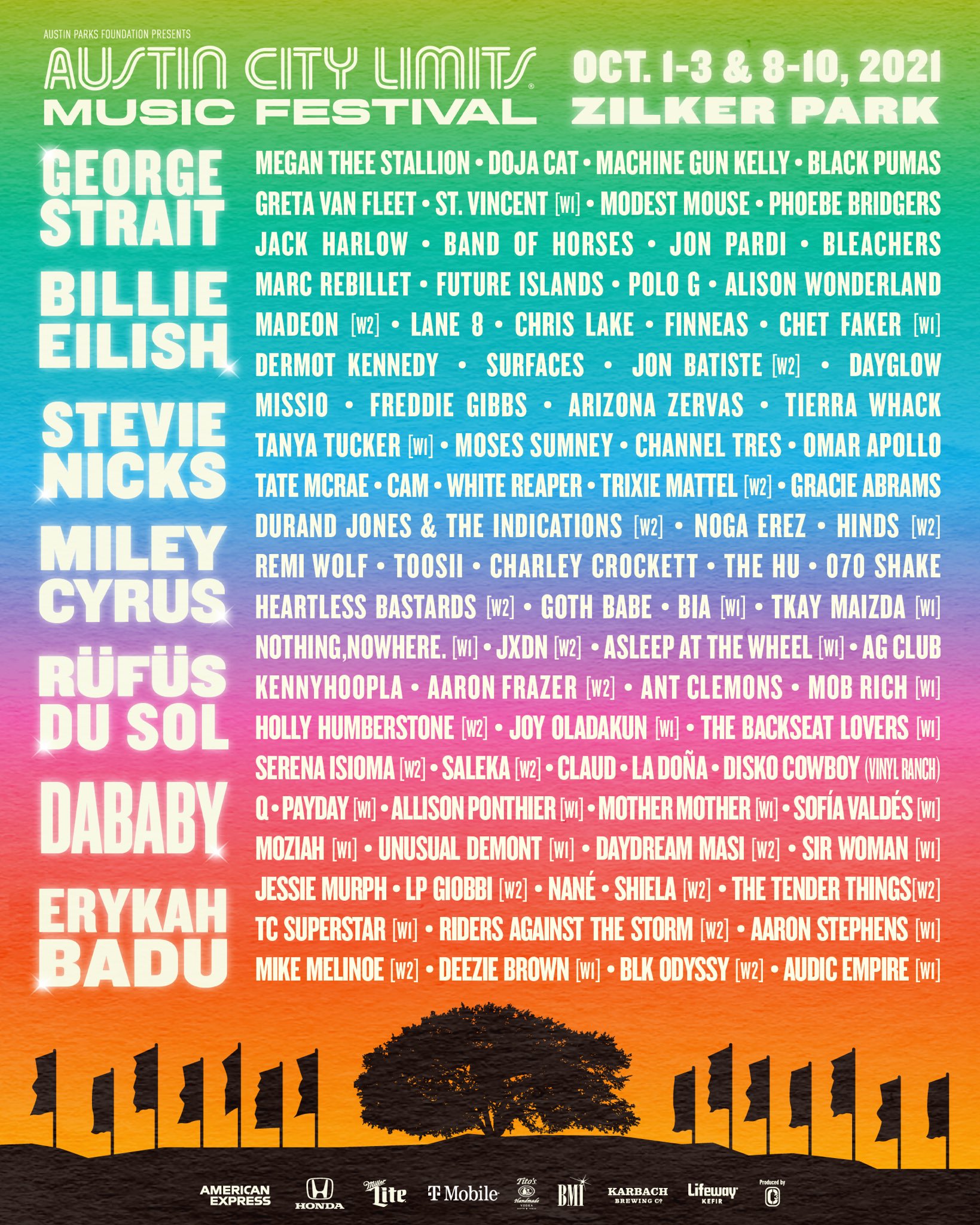 Acl Weekend Two Lineup 2022 July Weekend 2022