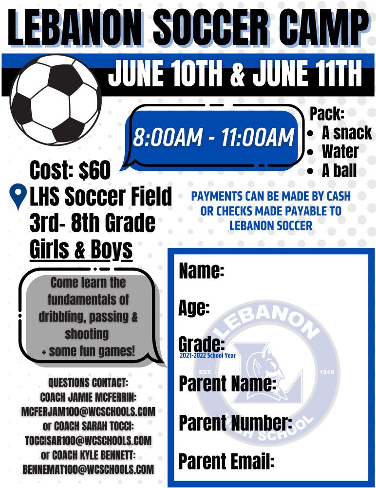 So excited to be offering camp this summer! Love to see you there! #LHS #BDP <a href="/SarahTocci15/">Sarah Tocci</a> @ZachMartinLHSAD <a href="/TBSports5/">Tommy Bryan</a> <a href="/LHS_LadyDevils/">Lebanon HS Girls Soccer</a> <a href="/ima_great/">Kyle Bennett</a>