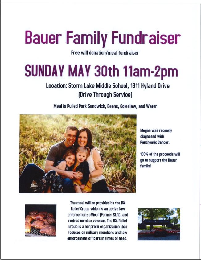 Please consider coming to this event to support Lt. Bauer and his family.

#BauerPower