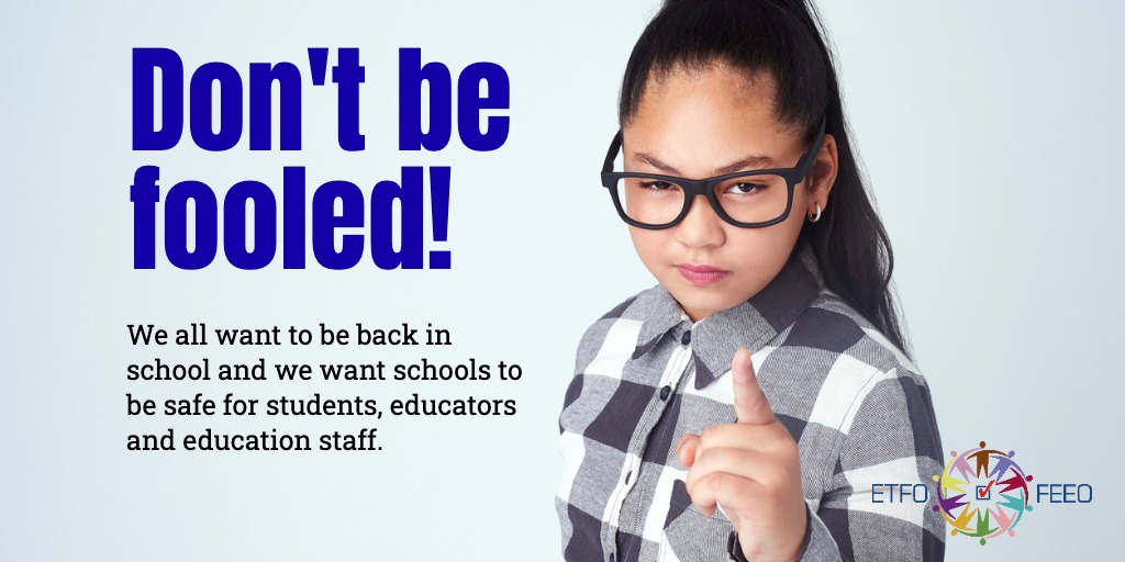 Once again we have no idea why Ford is finger-pointing at teachers. ETFO’s position on in-person learning remains unchanged! As educators and parents, we firmly believe that in-person instruction in schools provides the best experience for quality learning for students. #onpoli