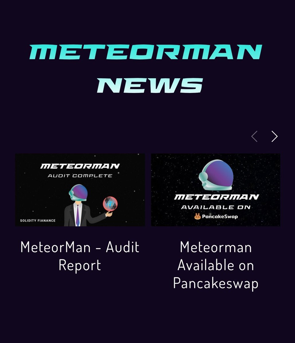 taki_crypto's tweet image. $MeteorMan is a BEP20 token issued on the BSC with a total fixed supply of 1 Quadrillion 1015 tokens. 
#MeteorMan extends growth &amp;amp; profits to charitable efforts bi-weekly 1% of the accumulated transaction.
To celebrate launch decided to announce partnership with Spacewalkers NFTs
