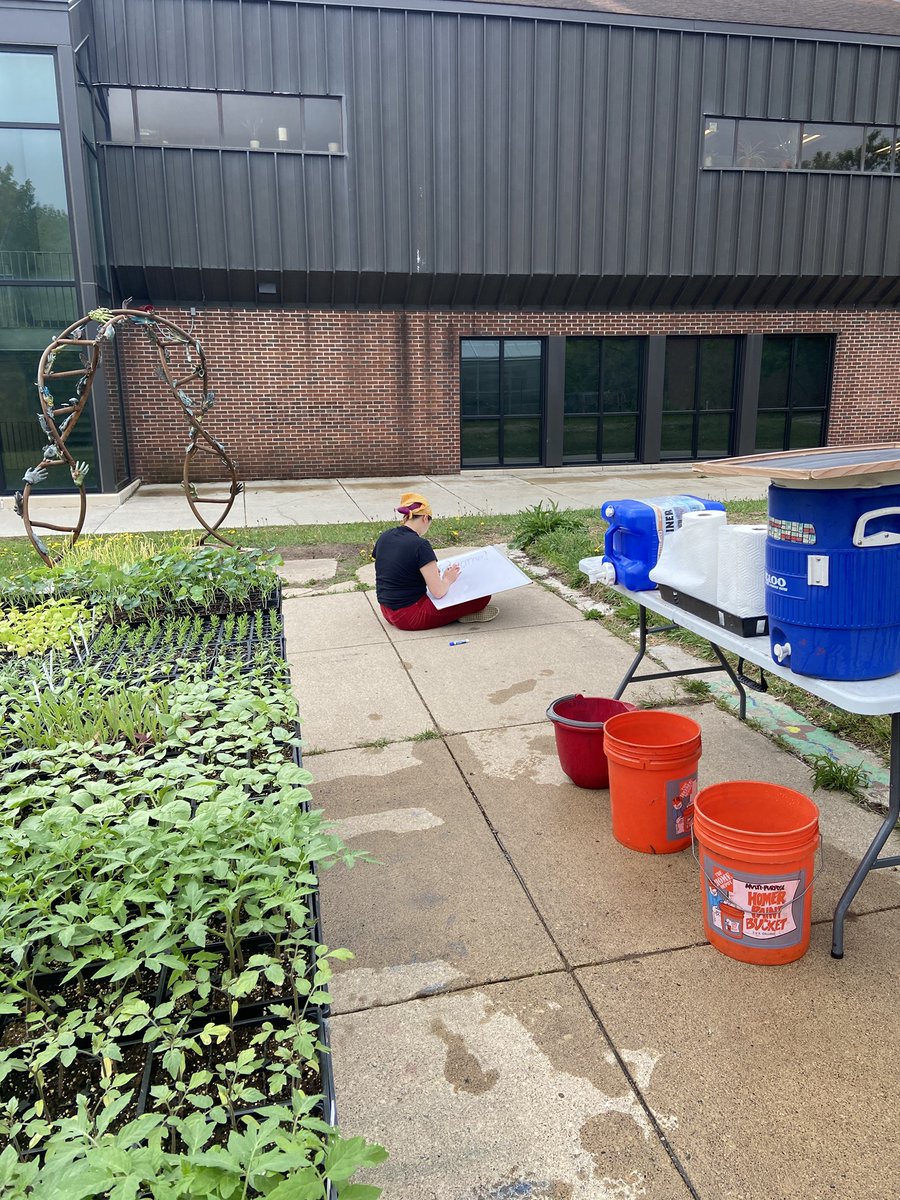 YouthFarmMN's tweet photo. This week, Farm Stewards hosted greenhouse activities for @CherokeeSPPS students! 4th and 5th graders spent time exploring, smelling, and learning about herbs and potting up (moving young plants to larger containers so their roots can continue to grow) pepper plants🌶️ https://t.co/kHX685BZHM