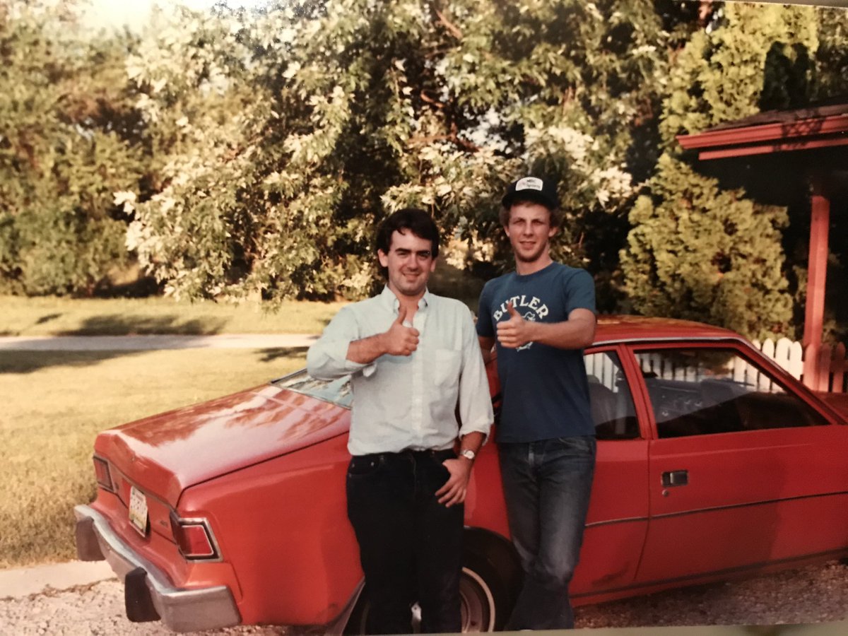 ktmosborne's tweet photo. Let’s take a #DriveDownMemoryLane w/ a familiar face just a few yrs back...
Summer of 1984. @ScottHoke1 + @butleru Classmate Jeff Dutton & the only known photo of his ‘77 AMC Hornet!
Thanks for sharing S.H.! https://t.co/mjboMtgQWh