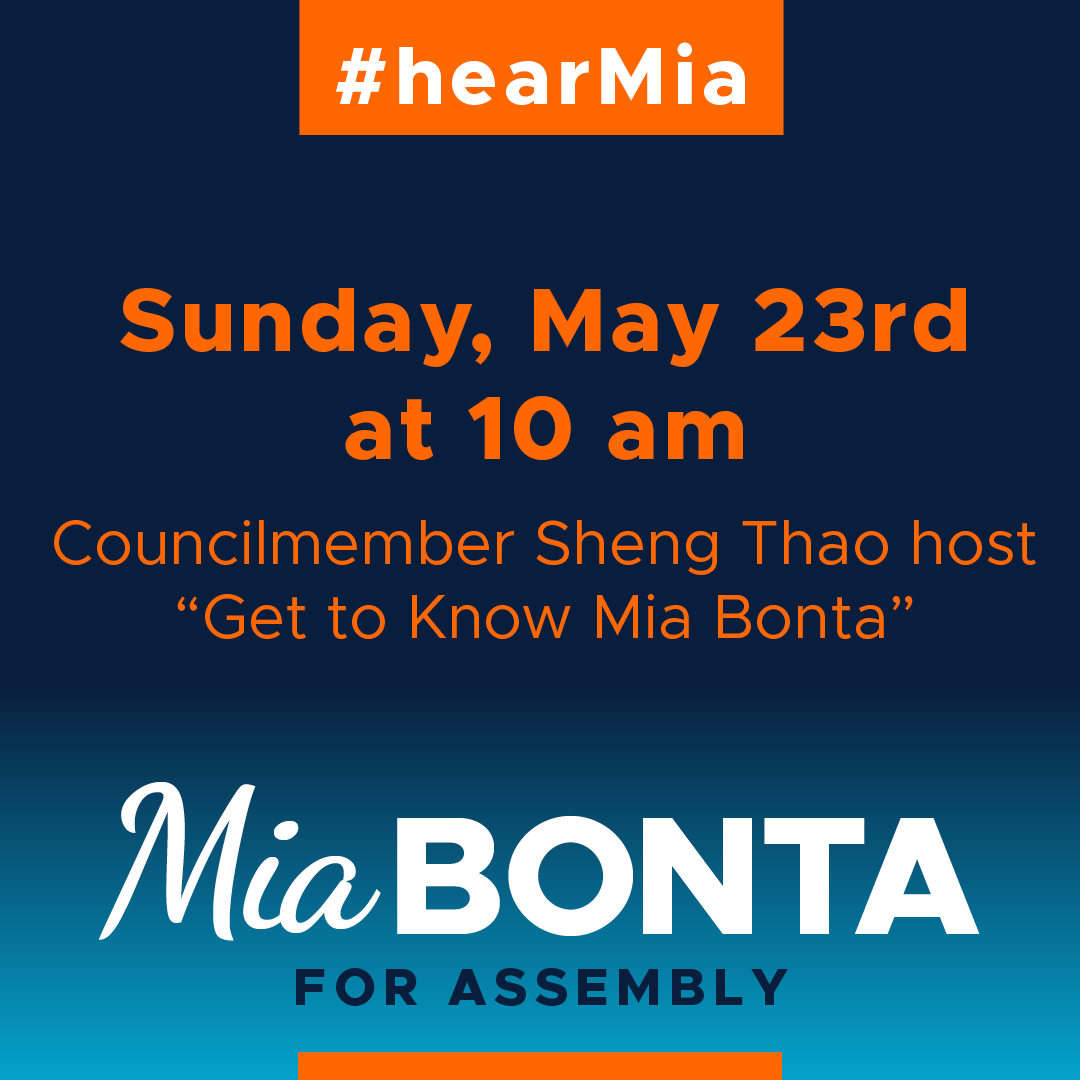 MiaBonta's tweet photo. Our campaign is in full gear and we have three exciting opportunities to #seeMia, #hearMia and join #TeamMia! You can sign up for these events at https://t.co/LYdmDQyh0k. Further details on May 29th event coming soon... https://t.co/URXiT0I6oG
