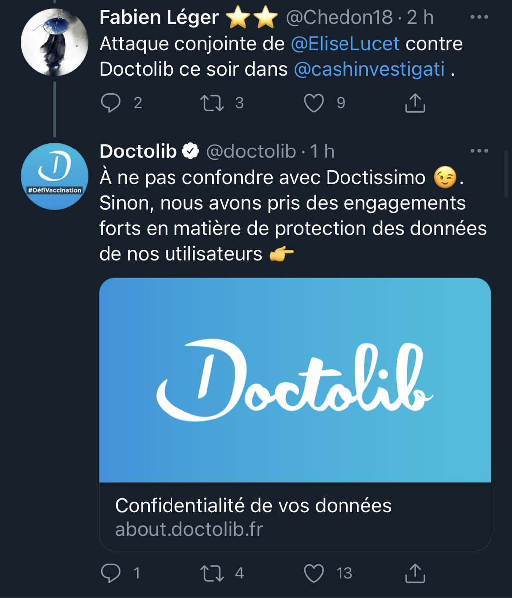 UnmecD's tweet photo. Doctolib qui se fait allumé parce que tout le monde les confonds avec #Doctissimo 
#CashInvestigation https://t.co/RlrKKJtGhw