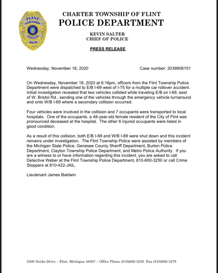 Flint Township Police Department tweet media