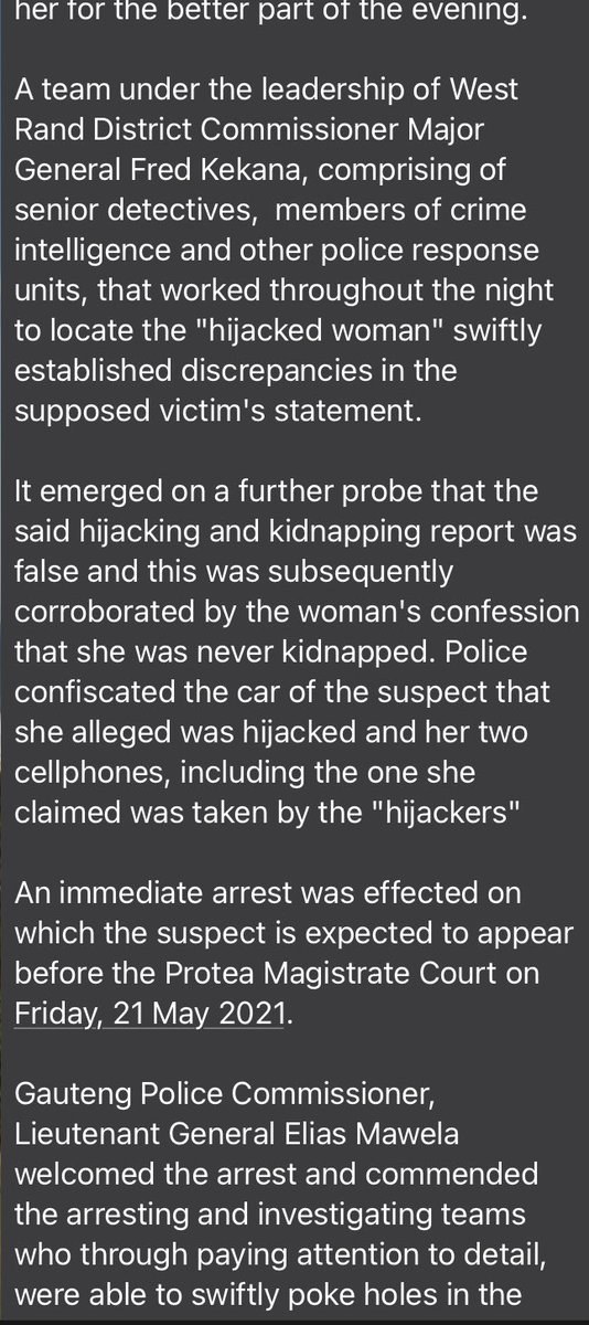 Jonoloud's tweet image. #findsimphiwe was a complete fake story. Here is the police statement. Why do such a thing in a country where so many fall victim to crime on a daily basis?