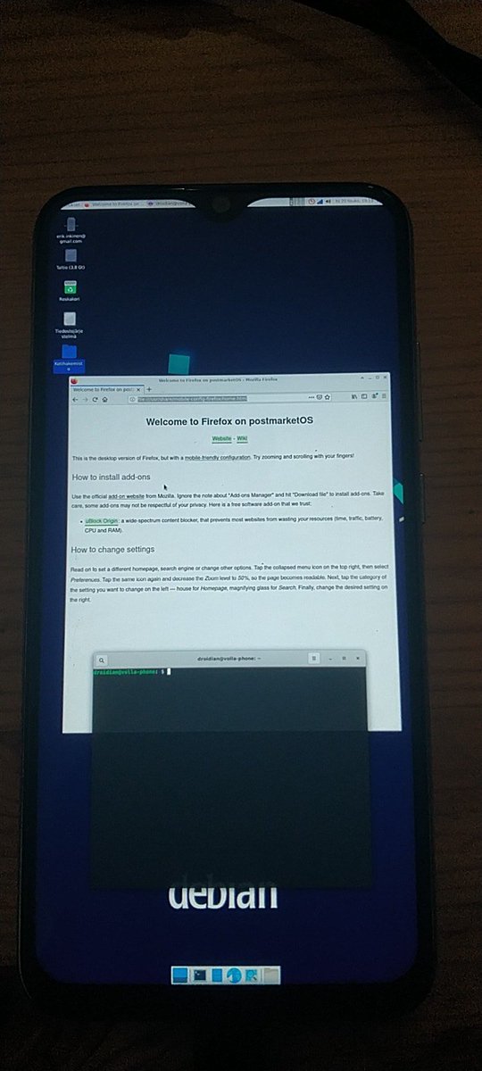 erikinkinen's tweet photo. Running @xfceofficial on @droidianlinux on @hello_volla #VollaPhone using X11. https://t.co/IflYVnruxf