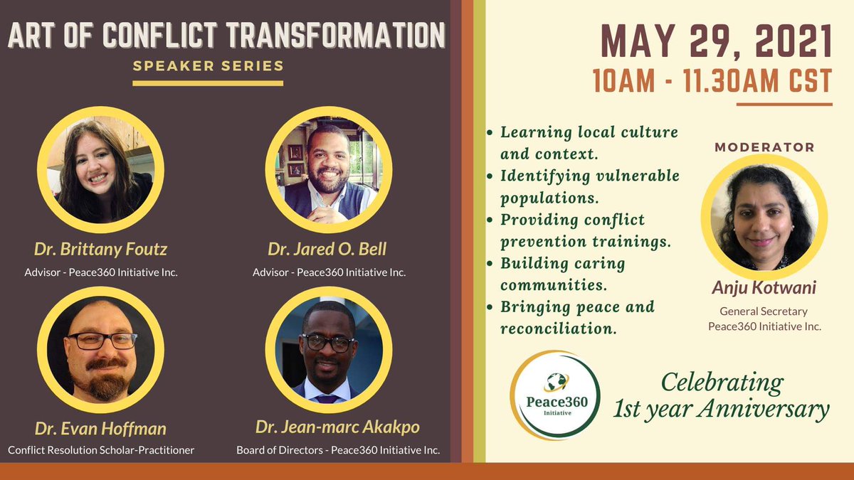 dr_bell1's tweet photo. I’m happy to have been invited to discuss conflict transformation, especially at such a pivotal time when our world needs it!

#Peace #conflict #HumanRights #reconciliation https://t.co/wuWVyqxx3U
