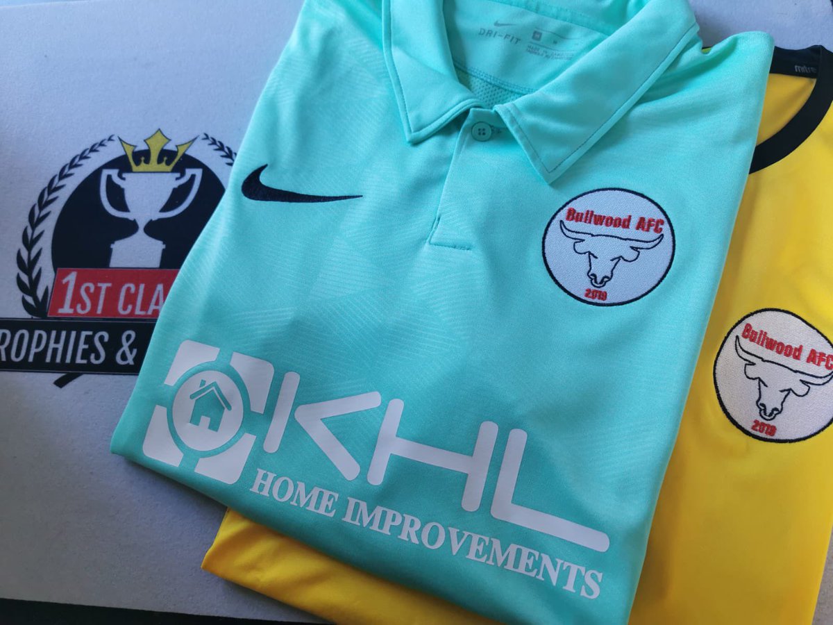 BullwoodAfc's tweet photo. New strips for the season all printed and ready to go ahead of Sunday.

Thanks to @1stclassawards for a brilliant job on the printing and embroidery. https://t.co/ryxGlsE9oZ
