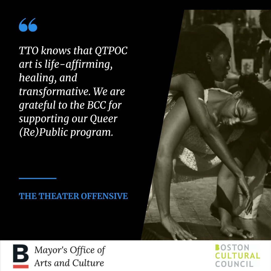OUToffensive's tweet photo. TTO is excited to share that we are one of 152 organizations receiving a Boston Cultural Council grant this year! Tune in to @ArtsinBoston's Facebook page tonight at 6 p.m. to celebrate with us! #BCC2021 https://t.co/AwtOmYfxgZ