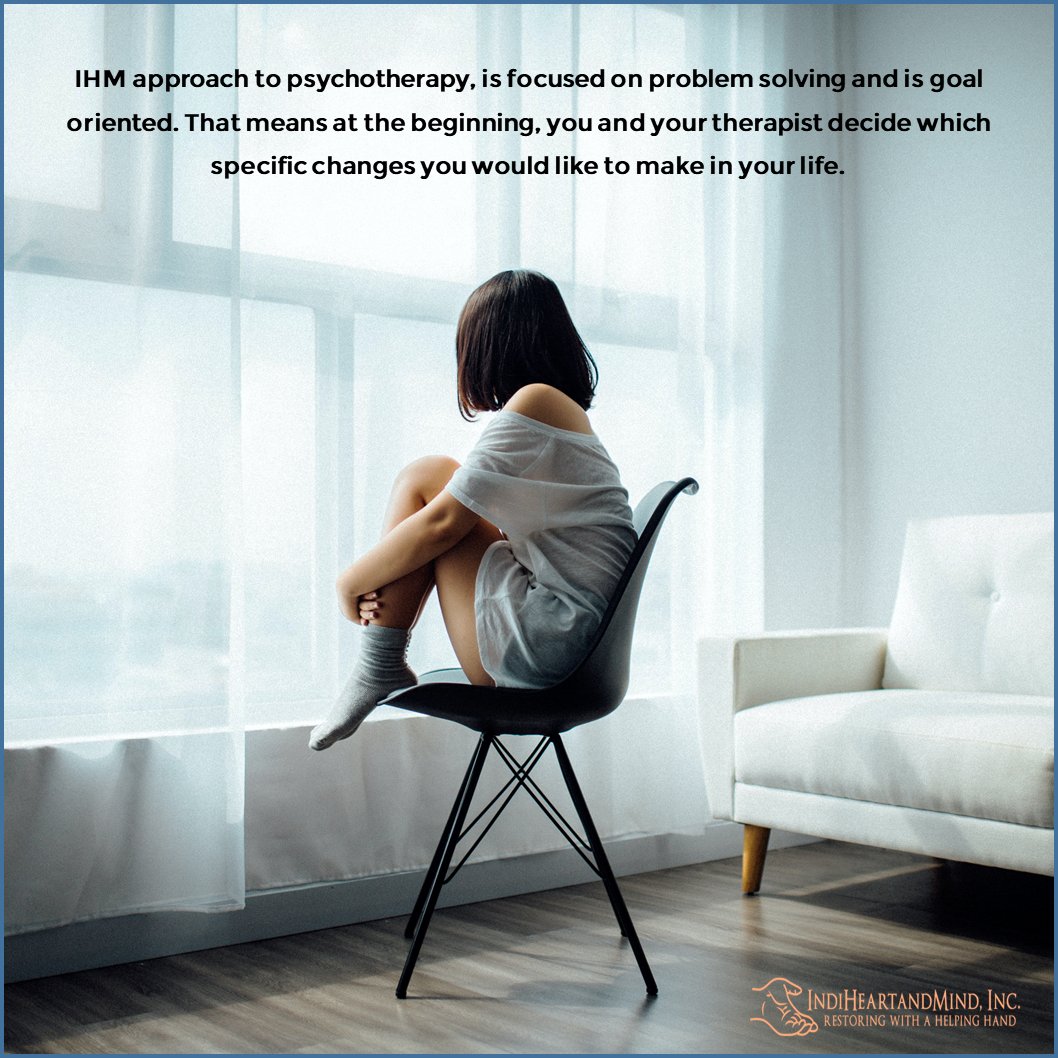 IndiHeartnMind's tweet photo. IHM approach to psychotherapy, is focused on problem solving and is goal oriented. That means at the beginning, you and your therapist decide which specific changes you would like to make in your life.  

#PatientCare #HelpingHand #IHM #WeCanHelp https://t.co/Dbxd7rkgRL