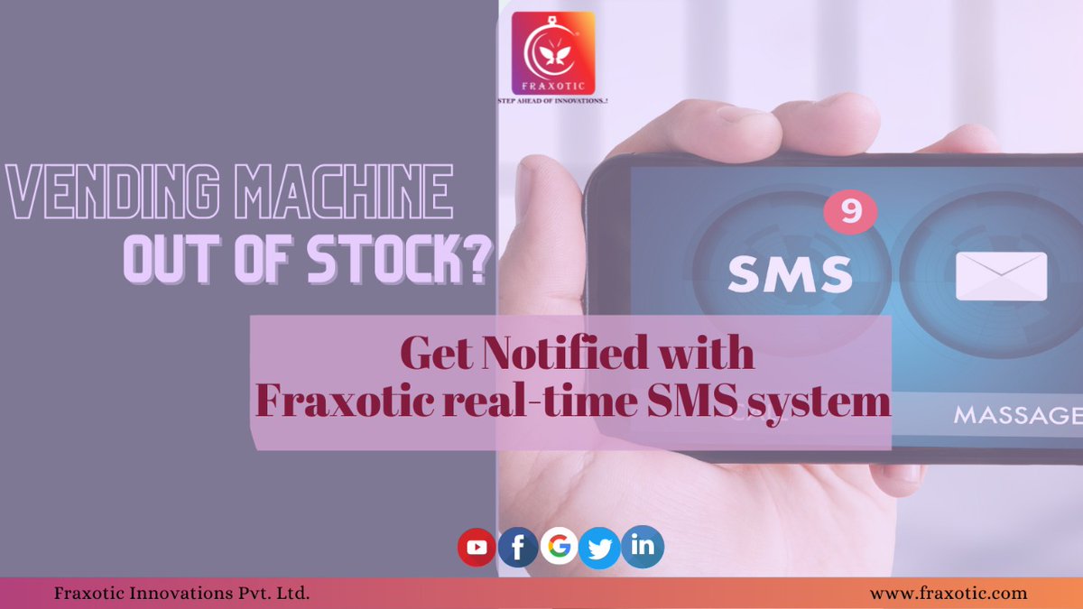 VendingFraxotic's tweet photo. Concerned about how I will know if my vending machine is out of stock?
Don't worry #Fraxotic gave you a #realtimeSMS that would notify you from time to time about your stocks.
#business #passiveincome #digitalindia #VocalForLocal #vending #innovations #startups #SMS #flexibility https://t.co/Pr2wJ01576
