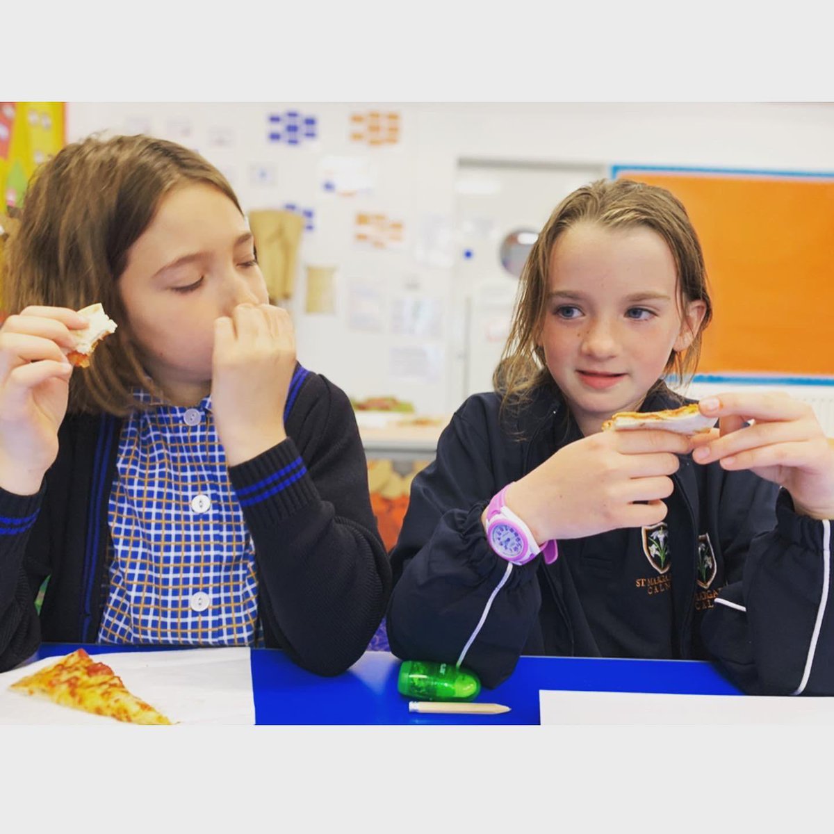 StMargs_Year3's tweet photo. A favourite day for many...taste testing Mr Bromwich’s famous pizza! Excellent comparisons with a shop bought alternative from everyone today @StMargaretsPrep #StMargsDT #PizzaTasteTesting https://t.co/I9KQMgi0k4