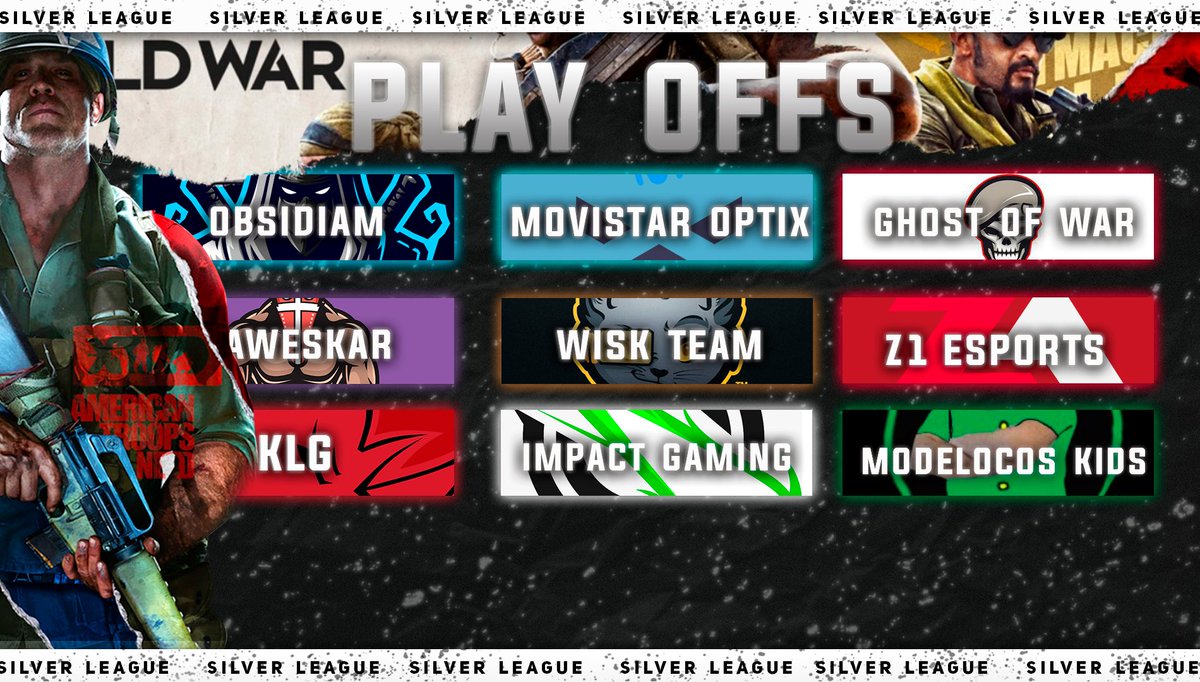 ⚡LIGA SILVER⚡
Arrancan los Play off de la Liga Silver, estos son los equipos clasificados:

<a href="/EsportsZ1/">Z1 Esports</a> 
<a href="/KaweskarGaming/">Kaweskar Gaming Oficial</a> 
<a href="/ImpacT_GamingLA/">ImpacT Gaming</a> 
<a href="/KaosLatinGamers/">Kaos Latin Gamers</a> 
<a href="/movistaroptix/">Movistar Optix</a> 
#OBSIDIAM
#GHOSTOFWAR
#WISK
#MODELOCOSKIDS

Quien será el gran ganador?
