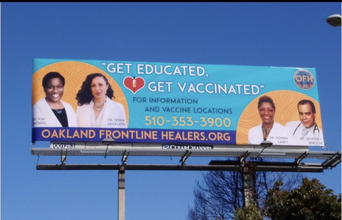 umojahealth's tweet photo. #geteducated #GetVaccinated #Billboard featuring @ofh510 @kfrhoads info and vaccination locations. https://t.co/uzCN4nkGzr