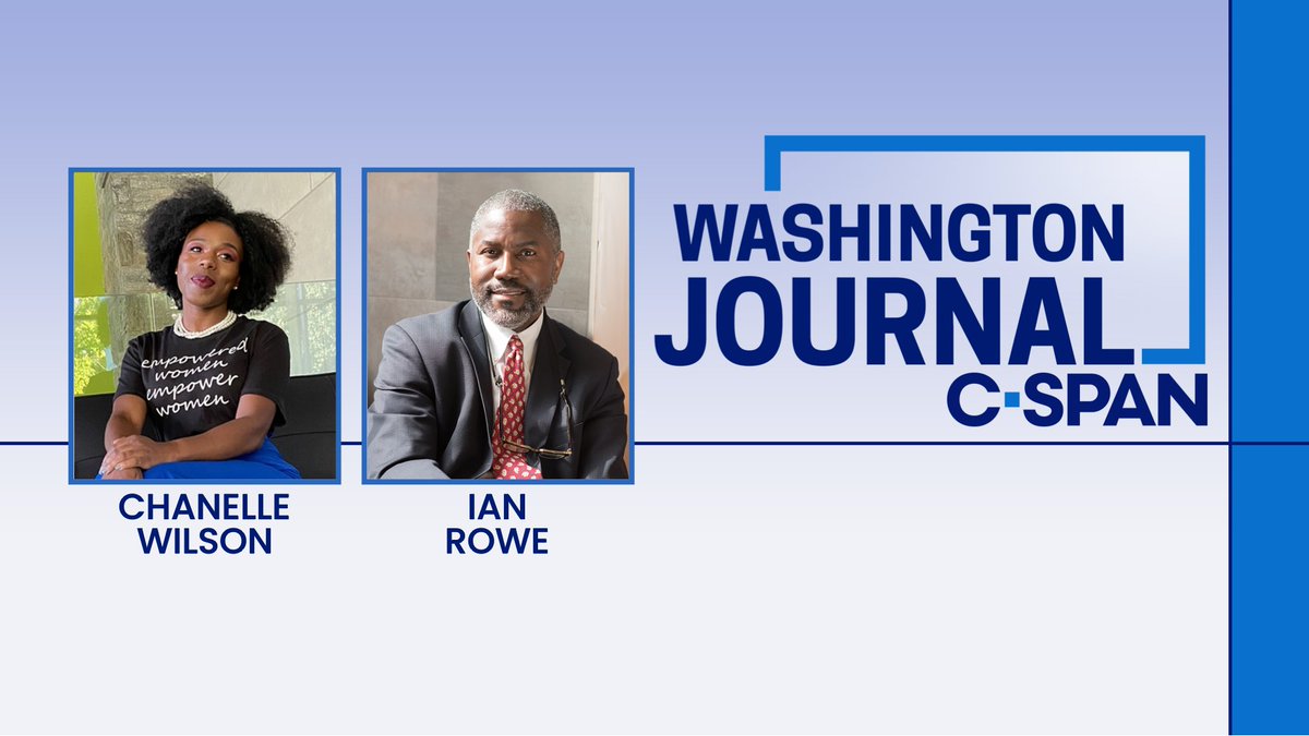 cspanwj's tweet photo. SUN| Bryn Mawr College assistant professor of education @DrCEWilson and @AEI resident fellow @IanVRowe discuss critical race theory &amp; public school curriculum

Join us at 8am ET! https://t.co/Og3RDq73TH