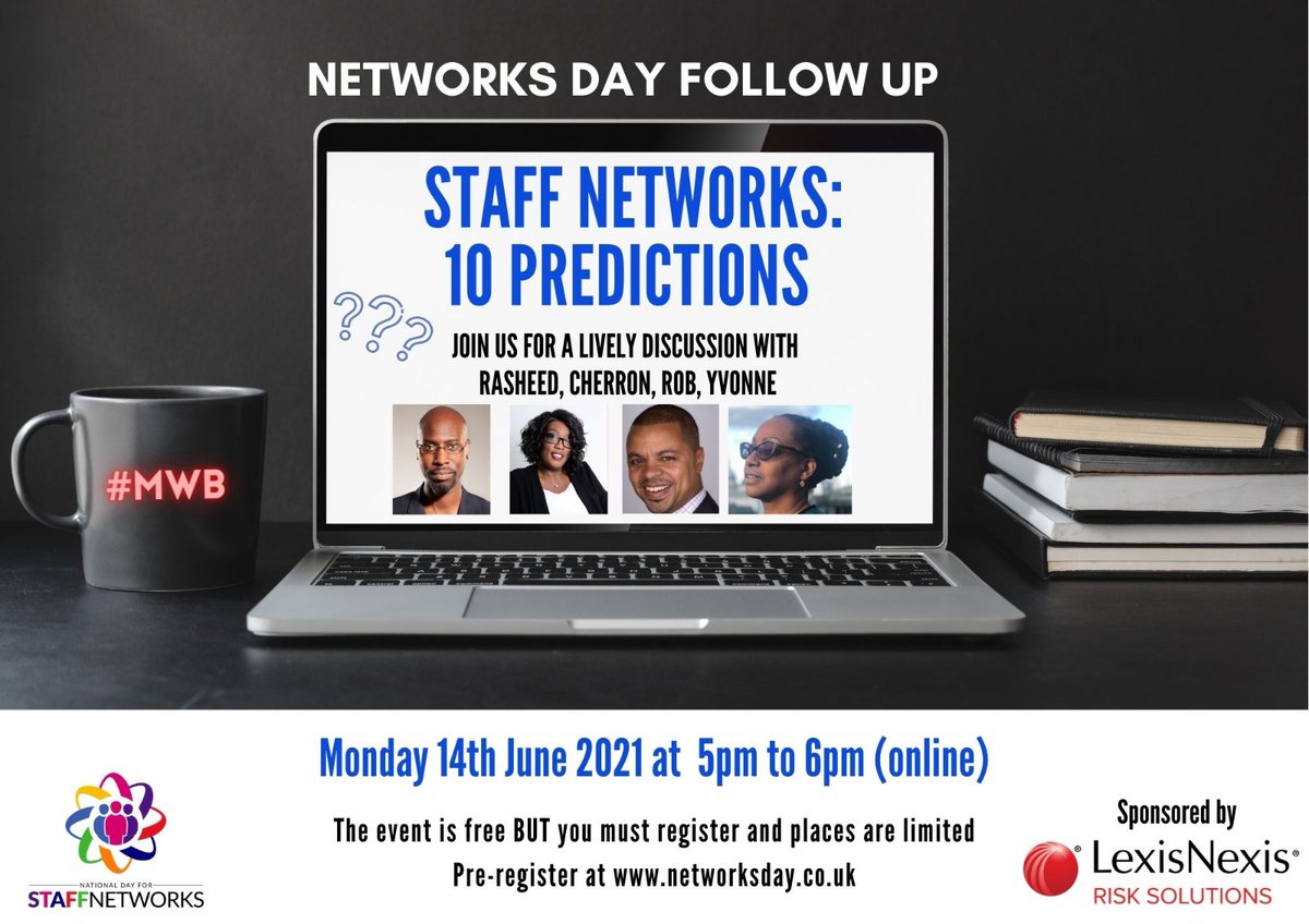 NicholeDHiggins's tweet photo. Network Day follow up!
Join us on Monday 14th June 5pm - 6pm (BST) Staff Networks: 10 Predictions
@Day4Networks ππ½π«
@robye46 ππ½π«
@RasheedOgunlaru ππ½π«
#Togetherness #MakingWorkBetter #NetworksDay https://t.co/JimdfBSEyy