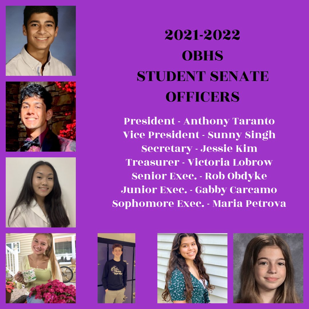 The results are in!  Congratulations to the 2021-2022 Student Senate Officers! <a href="/FazioSally/">Mrs. Fazio 💜</a> <a href="/OBHSClassof2022/">OBHS 22</a> <a href="/obhs_2023/">OBHS Class of 2023</a> <a href="/OBHSClassof2024/">OBHS Class of 2024</a> <a href="/EMGNCOBHS1/">EMGNC@OBHS</a>