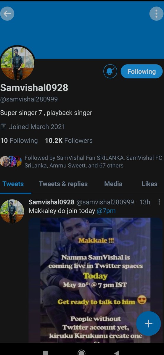 sam_siv_loves's tweet photo. Congress @samvishal280999 10k family members 😍😍❤️❤️ more more to come 🥳🥳 #SpacesWithSam #SamVishal https://t.co/erXiWzEJrU