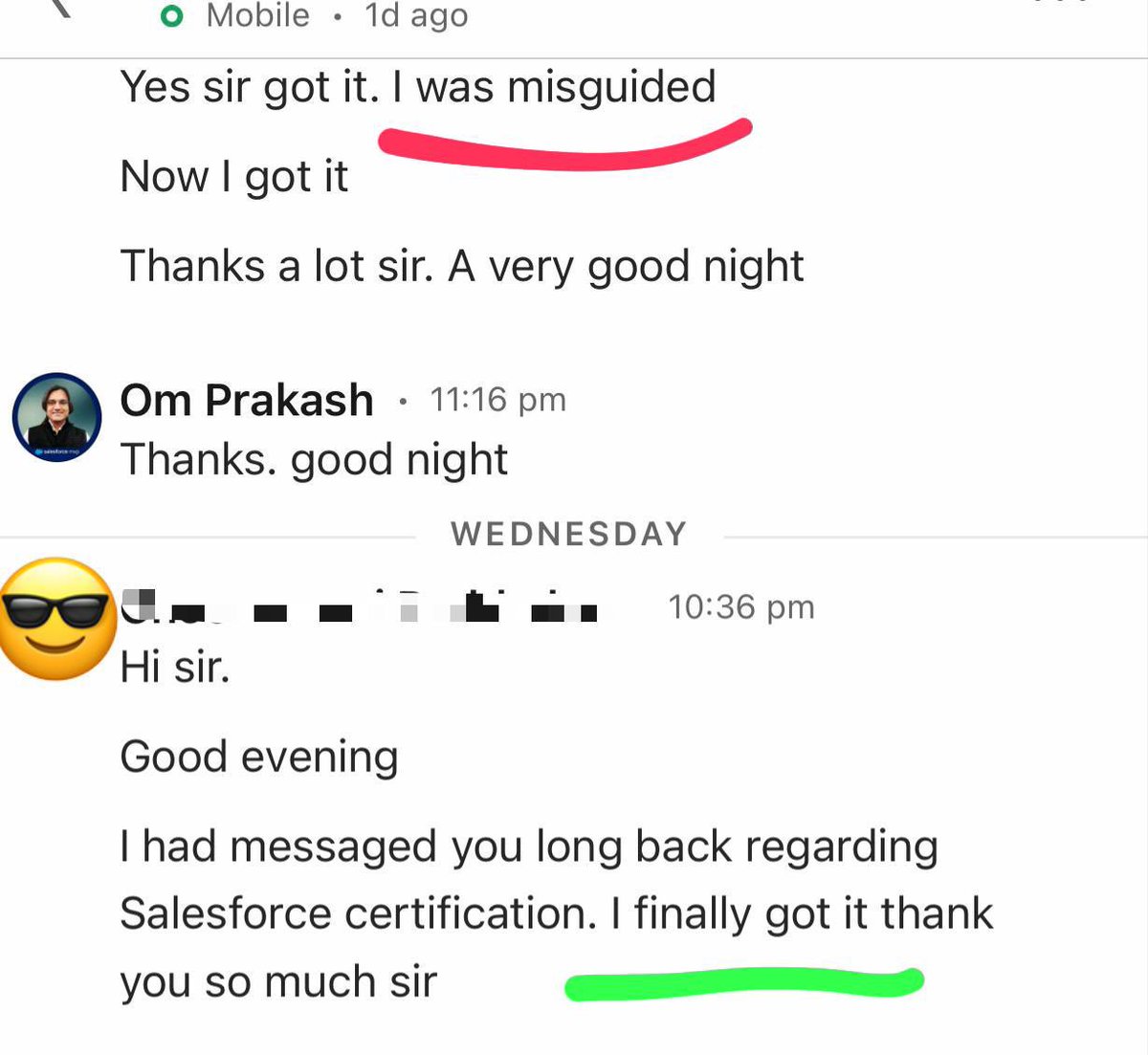 omprakash_it's tweet image. She was misguided by someone initially.
After few months, she came back with achievement by hard work &amp;amp; #SayNoToDumps.

Keep learning!
#Acknowledgment 

#Trailblazing with #Salesforce #TrailblazerCommunity