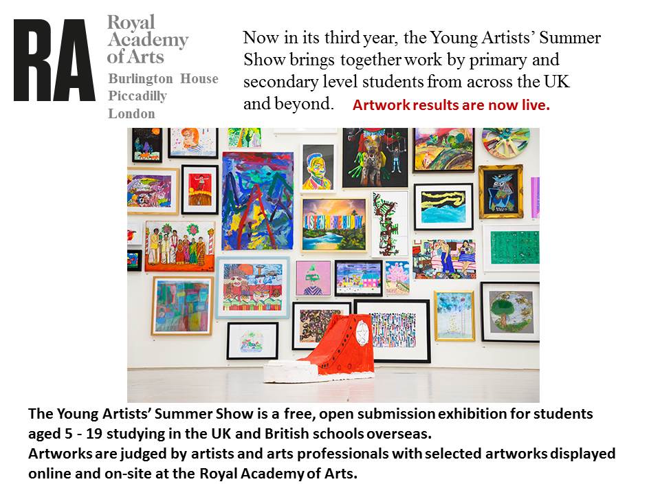 Cristina's 'Tadcu' was selected from over 33,000 entries. RA: 'Some artworks have been accepted into our online exhibition. A smaller number of successful artworks have also been selected to be displayed in person at the RA'. Superb achievement Cristina!@PencoedComp @PCSCompYear8