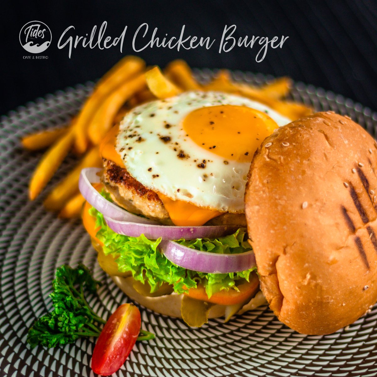 tidescafemv's tweet photo. Another new addition to our menu! 😍 A hot sandwich of homemade chicken patty in a bun with cheese, fried egg, lettuce, tomato and homemade sauce, served with fries and salad. For free delivery, call/Viber 7382323. ☎️ 
MVR 80
#burger #grilled #chicken #fries #egg #cheese #salad https://t.co/TqP8hDyYUF