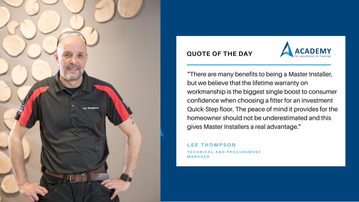 QSAcademy's tweet photo. Extra support and confidence is given with our company-backed warranty on workmanship. Through rigorous courses and training, our Master Installers are at a high-quality level of expertise that we put our full trust in their professional installation skills. 🙌

#LoveMyQuickStep https://t.co/d3fCw9aShv