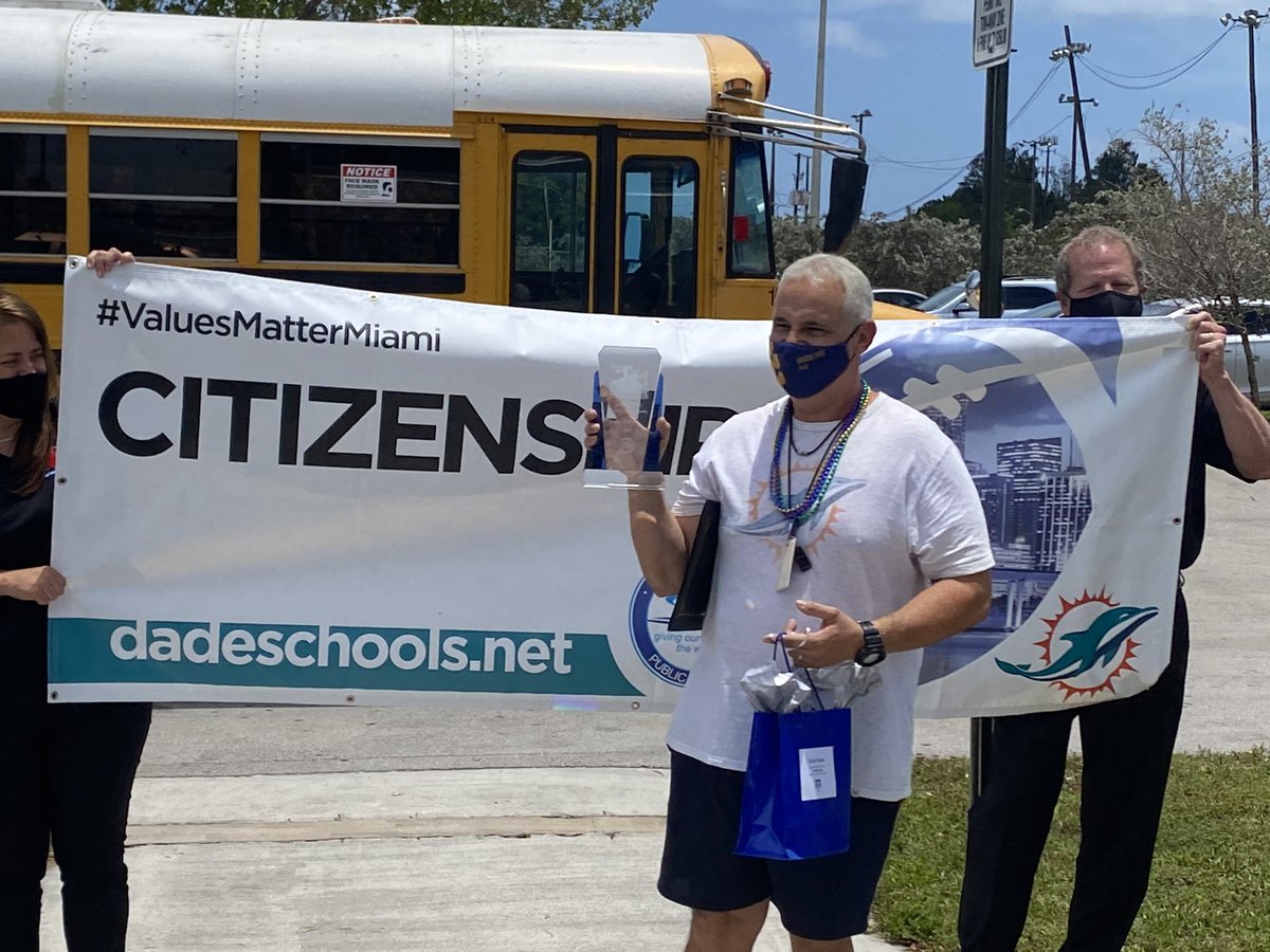 Congratulations to Coach Eric Costa from <a href="/MadieIvesES/">Madie Ives</a>! Coach Costa is the 2021 Values Matter Miami Citizenship Outstanding Staff Member of the Year!  <a href="/MDCPS/">Miami-Dade Schools</a> @MiamiSup <a href="/MDCPSNorth/">M-DCPS North Region</a> <a href="/MiamiDolphins/">Miami Dolphins</a> <a href="/jasonljenkins/">Jason Jenkins</a> <a href="/trydiggs/">Dr. Try K. Diggs</a>